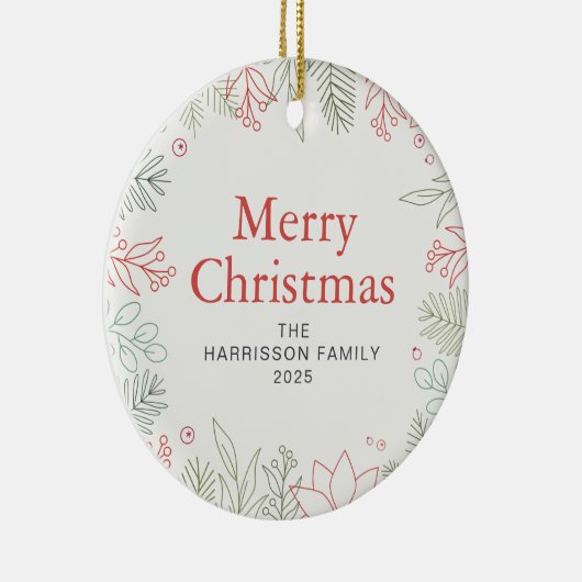 フローラクリスマスリース家族の写真 セラミックオーナメント (右)