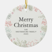 フローラクリスマスリース家族の写真 セラミックオーナメント (正面)