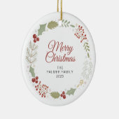 フローラクリスマスリース家族の写真 セラミックオーナメント (右)
