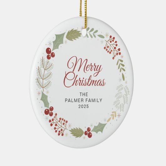 フローラクリスマスリース家族の写真 セラミックオーナメント (右)