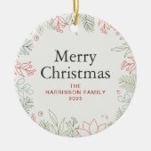 フローラクリスマスリース家族の写真 セラミックオーナメント (正面)