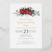 フローラクリスマス婚約パーティスクリプト金ゴールド 箔招待状 (正面)