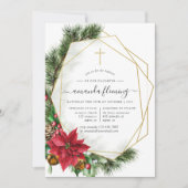 フローラクリスマス幾何学バプテスマまたは《キリスト教》洗礼式や命名式 招待状 (正面)