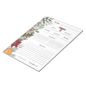 フローラクリスマス料理ベーキングレシピカード ノートパッド (アングル)