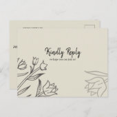 フローラクリームメニュー選択RSVPポストカード インビテーションポストカード (正面/裏面)
