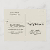 フローラクリームメニュー選択RSVPポストカード インビテーションポストカード (裏面)