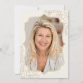 フローラクリーム金ゴールド写真60th誕生日パーティー 招待状 (裏面)