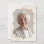 フローラクリーム金ゴールド写真90th誕生日パーティー 招待状 (裏面)