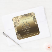 フローラクリーム金ゴールド製品包装ラベルモノグラム スクエアシール (封筒)