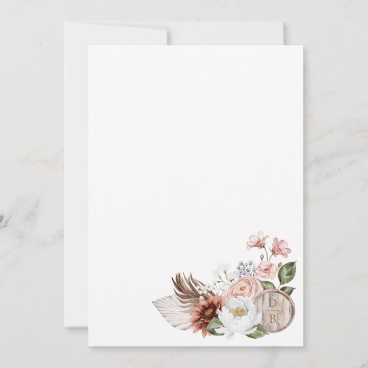 フローラクレストウエスタンホースシューモノグラム結婚ズ 招待状 (裏面)