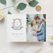 フローラクレストウォーターカラーモノグラム結婚ズ サンキューカード