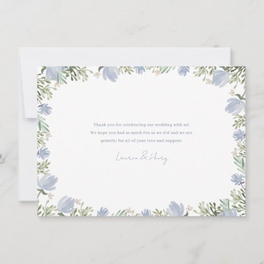 フローラクレストウォーターカラーモノグラム結婚ズ サンキューカード (裏面)