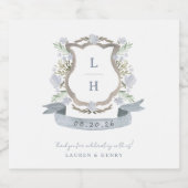 フローラクレストウォーターカラーモノグラム結婚ズ スパークリングワインラベル (シングルラベル)