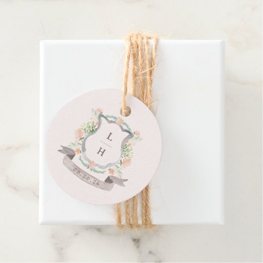 フローラクレストウォーターカラーモノグラム結婚ズ フェイバータグ (インサイチュ)