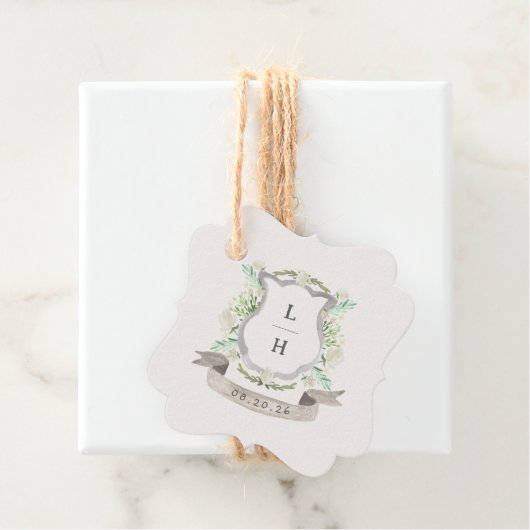 フローラクレストウォーターカラーモノグラム結婚ズ フェイバータグ (インサイチュ)