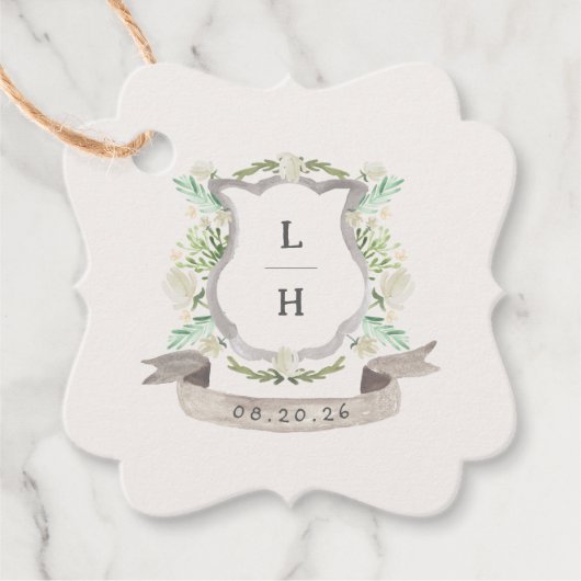 フローラクレストウォーターカラーモノグラム結婚ズ フェイバータグ (正面)