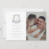 フローラクレストウォーターカラーモノグラム結婚ズ 招待状 (正面)