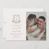 フローラクレストウォーターカラーモノグラム結婚ズ 招待状 (正面)