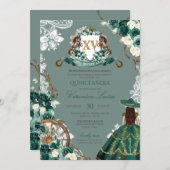 フローラクレストエメラルドグリーンチャロキンセアニェラインヴィ 招待状 (正面/裏面)