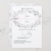 フローラクレストシャビーシックタイポグラフィ結婚ズ 招待状 (正面/裏面)