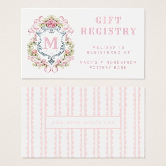 フローラクレストモノグラムギフト登録カード (正面&裏面)