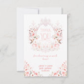 フローラクレスト赤面ピンク女の子ベビーシャワー サンキューカード (正面)