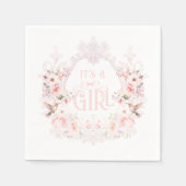 フローラクレスト赤面ピンク女の子ベビーシャワー スタンダードカクテルナプキン (正面)