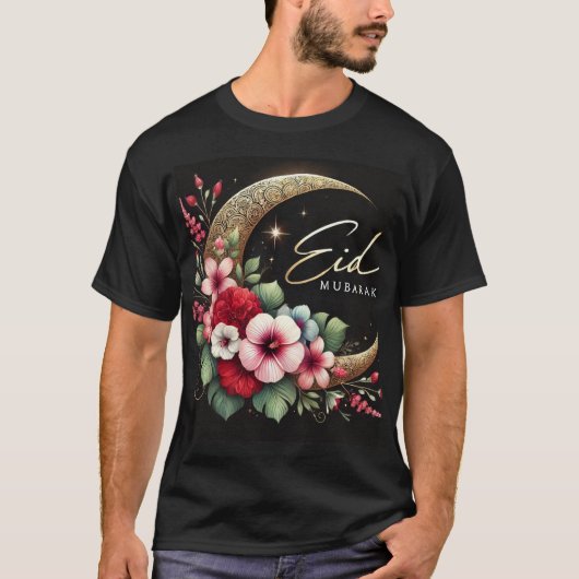 フローラクレセントEid Mubarak Mens Tシャツ (正面)
