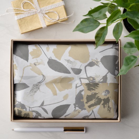 フローラクレマチスウォーターカラー金ゴールドグレーブラック 薄葉紙 (ギフト)