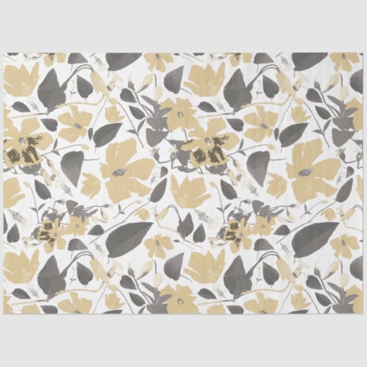 フローラクレマチスウォーターカラー金ゴールドグレーブラック 薄葉紙 (正面)