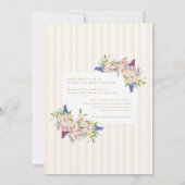 フローラクレーフランスのクリームピンク色の赤ちゃんシャワー 招待状 (裏面)