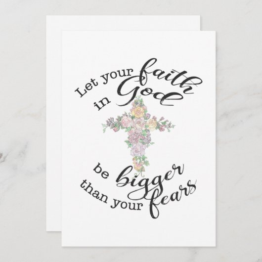 フローラクロスとクリスチャン引用文はよくカードを取得 招待状 (正面/裏面)