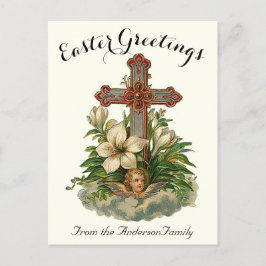 フローラクロスとケルブヴィンテージイースター宗教 ポストカード