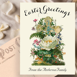 フローラクロスとシダヴィンテージ復活祭 ポストカード