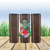 フローラクロスのテクスチャ付き革の背景 タンブラー