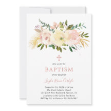 フローラクロスエレガント赤面ピンクベビーガールバプテスマ