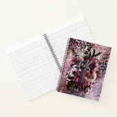 フローラクロスオンピンクパープルグリッターヒョウ印刷 ノートブック (内部)