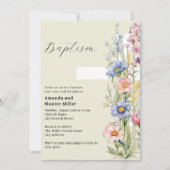 フローラクロスガール男の子ツインピンク青バプテスマ 招待状 (正面)