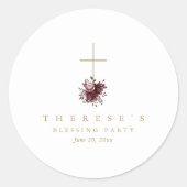 フローラクロスクリスチャン母とベビー賛美ズ ラウンドシール (正面)