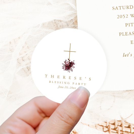 フローラクロスクリスチャン母とベビー賛美ズ ラウンドシール