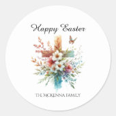 フローラクロスパステルウォーターカラー宗教復活祭 ラウンドシール (正面)