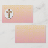 フローラクロスピーチダマスクテンプレート名刺 名刺 (正面/裏面)