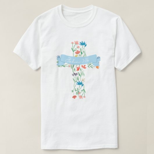 フローラクロスヨハネ3:16 ユニセックス Tシャツ (デザイン正面)