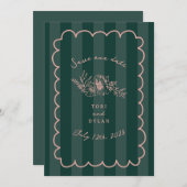 フローラグストライプリーン植物保存日 セーブザデート (正面/裏面)