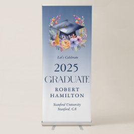 フローラグラッドハットブルーホワイトグラデーション 伸縮バナー