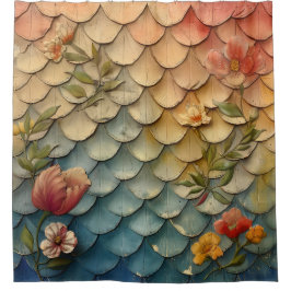 「フローラグラデーションの人魚はかりで測」 シャワーカーテン