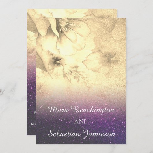 *~*フローラグラデーショングリッター水結婚色 招待状 (正面/裏面)