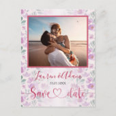 フローラグラデーションピンクと紫の水彩招待状 案内ポストカード (正面)