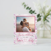 フローラグラデーションピンクと紫の水彩招待状 案内ポストカード (スタンド正面)