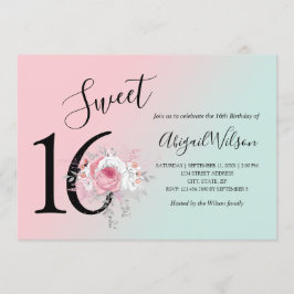 フローラグラデーションsweet sixteen誕生パーティー 招待状